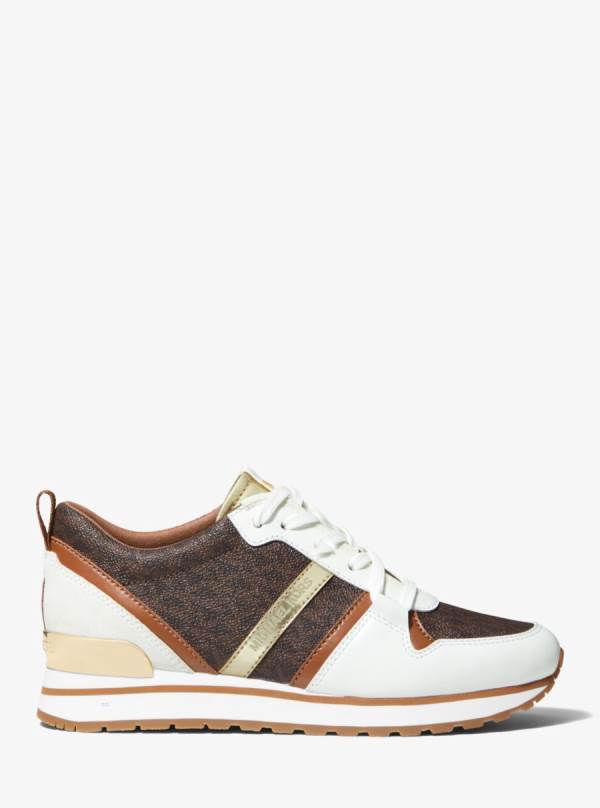 Damske Tenisky Michael Kors Dash Logo and Leather Hnede - Topanky Michael Kors Levně | VMYZB-5129